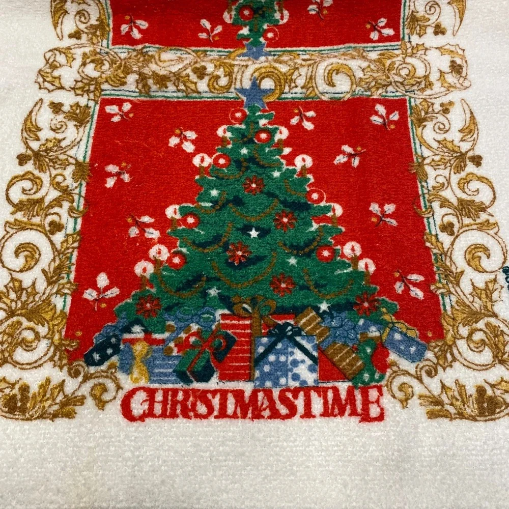 Cannon Christmas Hand Towels Red White Excellent Vintage‎ Holiday Set